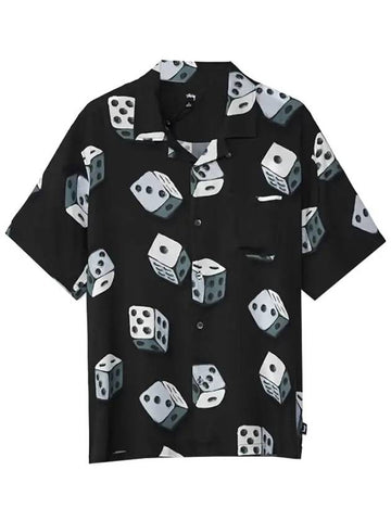 23SS logo dice pattern shirt black 1110215 BLACK - STUSSY - BALAAN 1