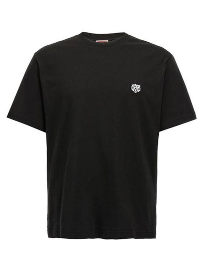 Happy Tiger Embroidery Short Sleeve T-Shirt Black - KENZO - BALAAN 2