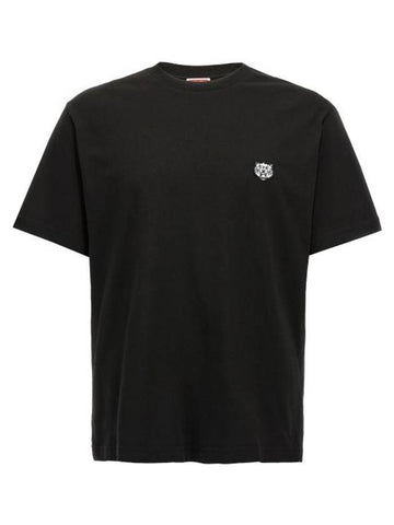 Happy Tiger Embroidery Short Sleeve T-Shirt Black - KENZO - BALAAN 1