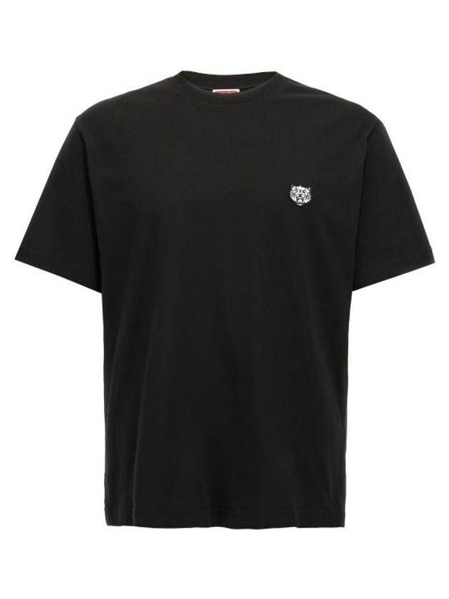 Happy Tiger Embroidery Short Sleeve T-Shirt Black - KENZO - BALAAN 1