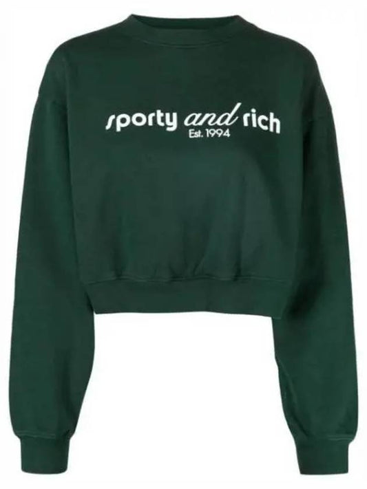Logo Print Crop Sweatshirt Forest Green CRAW2371FO 1198630 - SPORTY & RICH - BALAAN 1