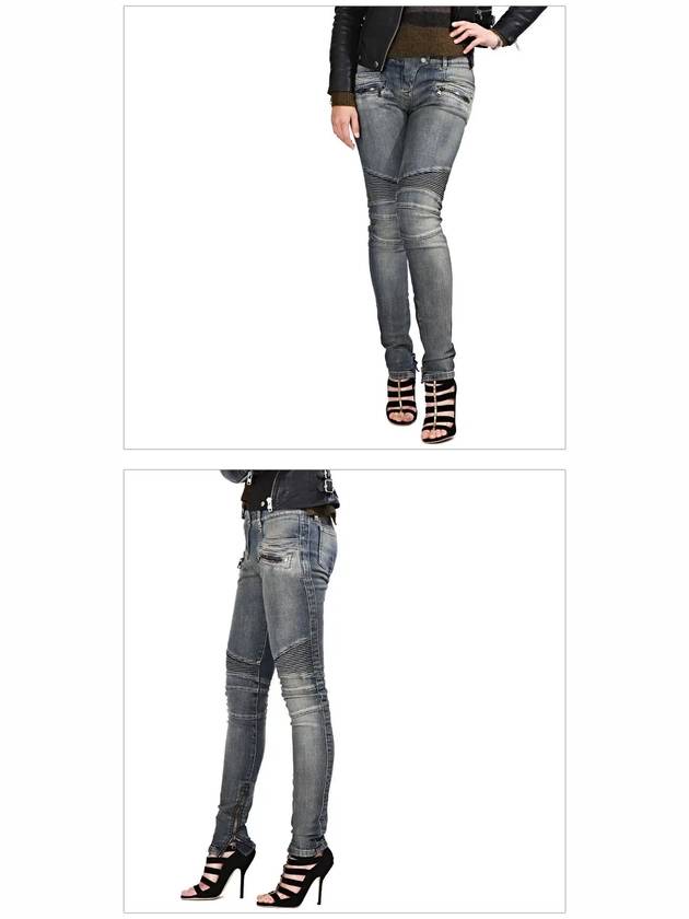 WoMen's Biker Skinny Jeans Blue - BALMAIN - BALAAN 3