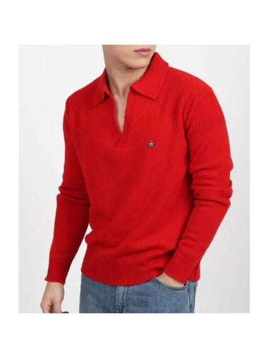 Football Polo Wool Knit Top Red - VIVIENNE WESTWOOD - BALAAN 1