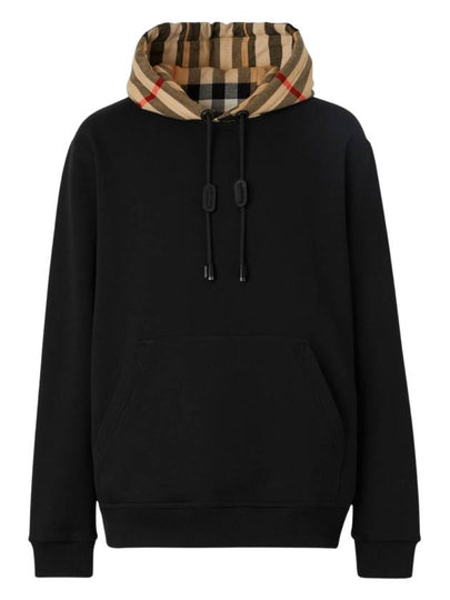 Check Hood Cotton Hoodie Black - BURBERRY - BALAAN 2