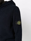 Men's Wappen Patch Half Zip Button Hooded Knit Top Navy - STONE ISLAND - BALAAN 3