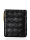 Intrecciato Small Leather Half Wallet Black - BOTTEGA VENETA - BALAAN 4