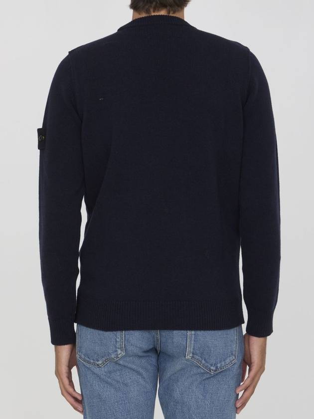 Logo Patch Lambswool Crewneck Knit Top Navy - STONE ISLAND - BALAAN 5