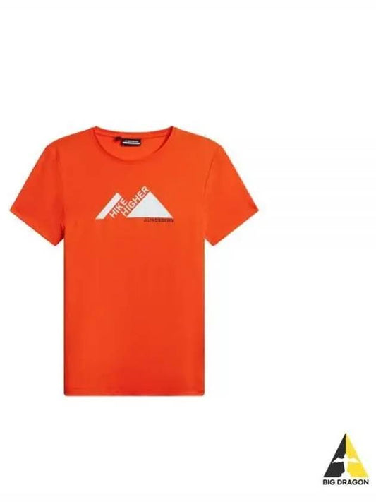 Golf Valeria Graphic Short Sleeve T-Shirt Tangerine Tango - J.LINDEBERG - BALAAN 2