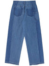 Contrast Double Washing Denim Wide Pants Blue - NOIRER FOR WOMEN - BALAAN 9