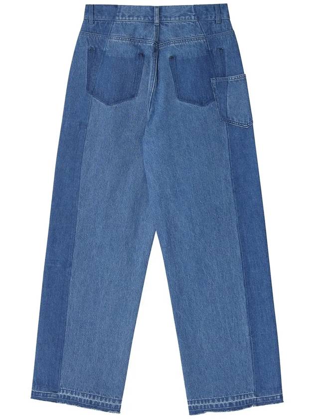 Contrast Double Washing Denim Wide Pants Blue - NOIRER FOR WOMEN - BALAAN 9