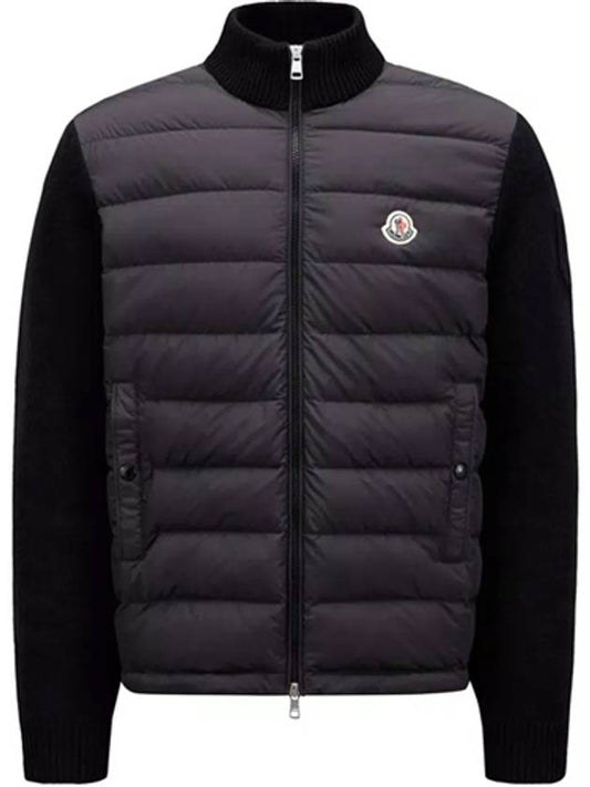 Padded Cotton Zip-Up Cardigan Black - MONCLER - BALAAN 2