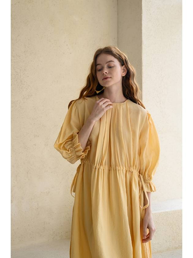 Caisienne pleated neckline strap long dress_yellow - CAHIERS - BALAAN 3