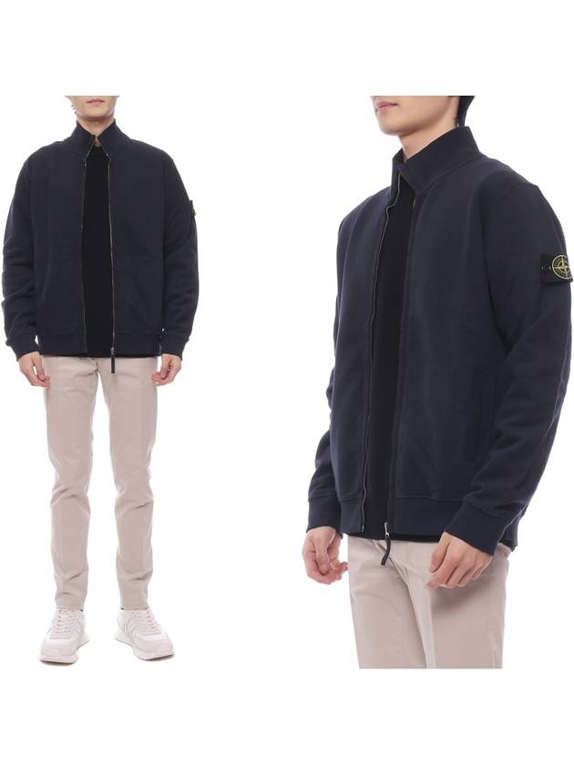 Logo Patch Zipper Zip-Up Jacket Navy - STONE ISLAND - BALAAN 3