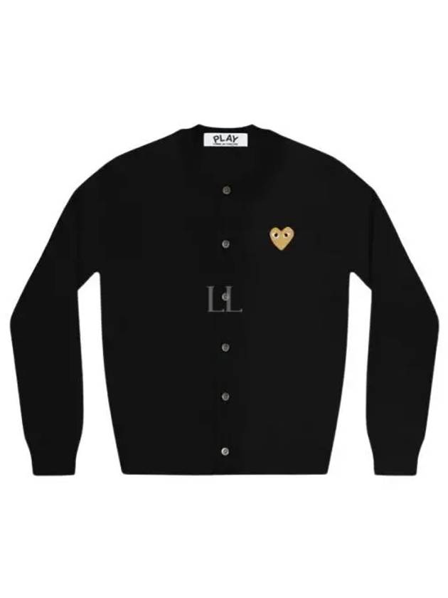 AX N049 051 1 Gold Heart Wappen Wool Cardigan - COMME DES GARCONS - BALAAN 1