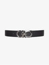 Silver Gancini Reversible Leather Belt Black - SALVATORE FERRAGAMO - BALAAN 3