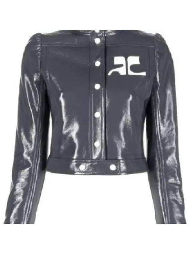 Iconic Vinyl Crop Jacket Steel Grey - COURREGES - BALAAN 2