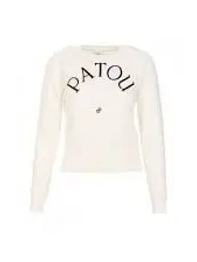 Embroidered Logo Wool Knit Top White - PATOU - BALAAN 2