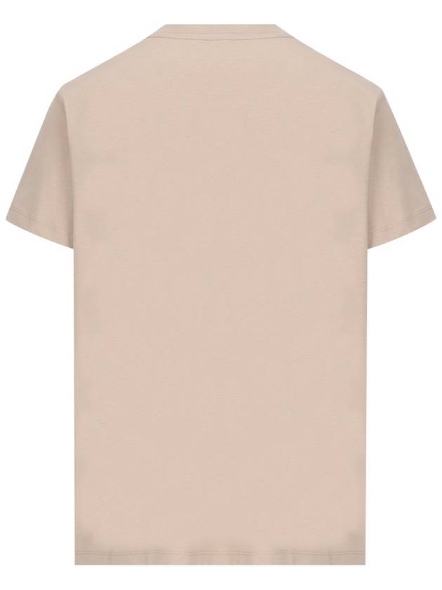 Embroidered Logo Cotton Short Sleeve T-Shirt Beige - MONCLER - BALAAN 3