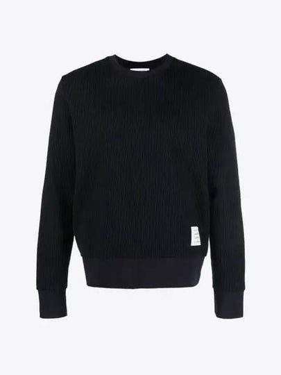 Seersucker Loopback 4 Bar Crew Neck Sweatshirt Navy - THOM BROWNE - BALAAN 2