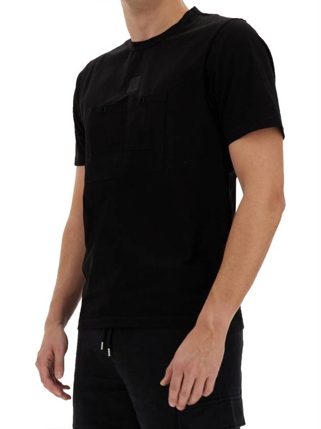 Mercerized Jersey Pocket Short Sleeve T-Shirt Black - CP COMPANY - BALAAN 5