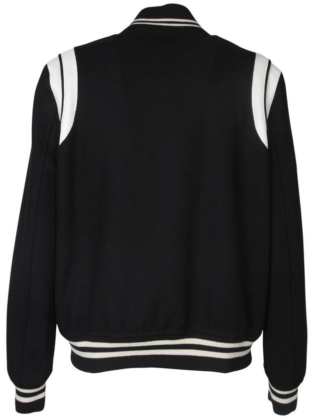 Teddy Bomber Jacket in Wool Black White - SAINT LAURENT - BALAAN 19