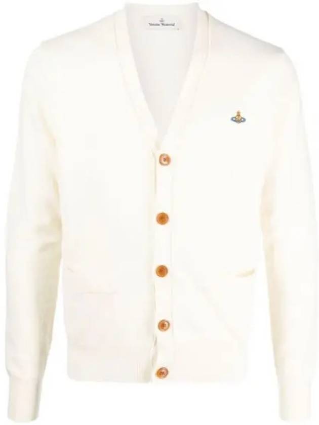 ORB Logo V-Neck Cardigan Cream - VIVIENNE WESTWOOD - BALAAN 2