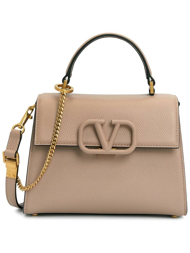 V Sling Small Grainy Calfskin Hand Cross Bag Beige - VALENTINO - BALAAN 1