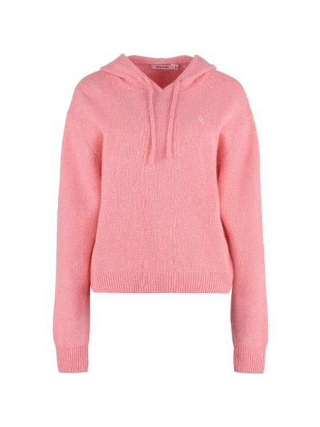 Embroidered Logo Cashmere Hoodie Pink - SPORTY & RICH - BALAAN 1