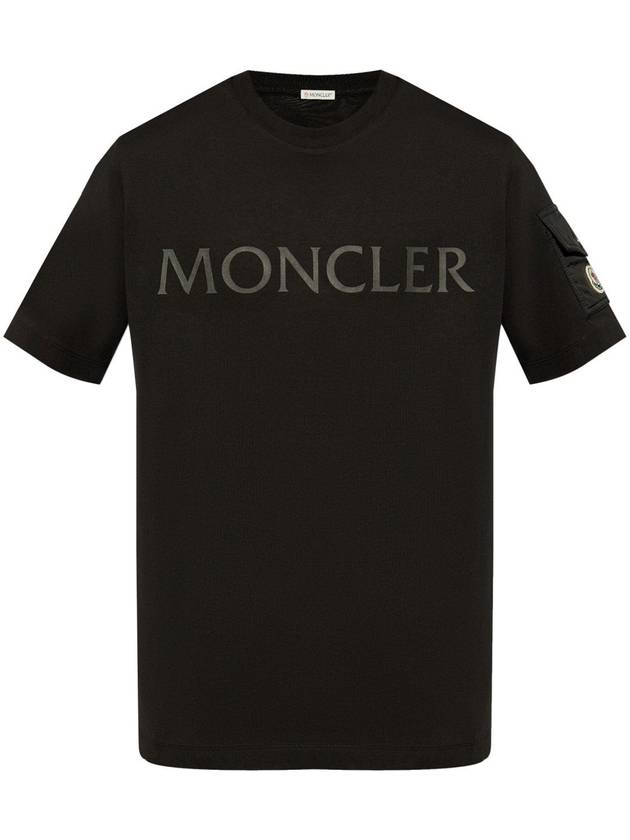 Laminated Logo Short Sleeve T-Shirt Black - MONCLER - BALAAN 2