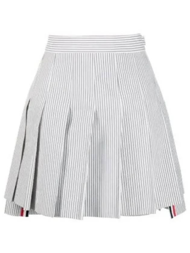 Women's Mini Drop Back Seersucker Pleated Skirt Grey - THOM BROWNE - BALAAN 2