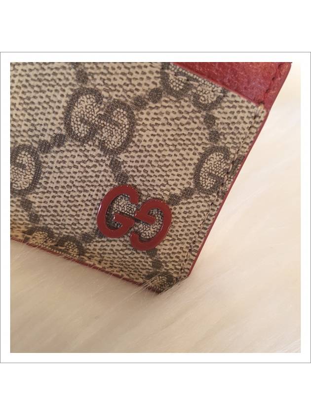 GG Supreme Canvas Card Wallet Beige Red - GUCCI - BALAAN 6