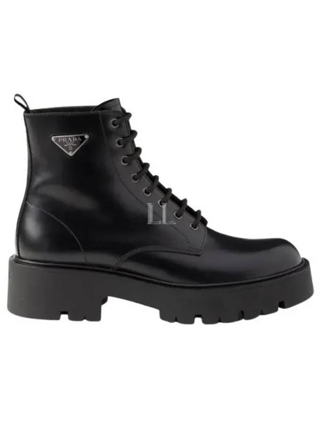 Brushed Leather Combat Boots Black - PRADA - BALAAN 2