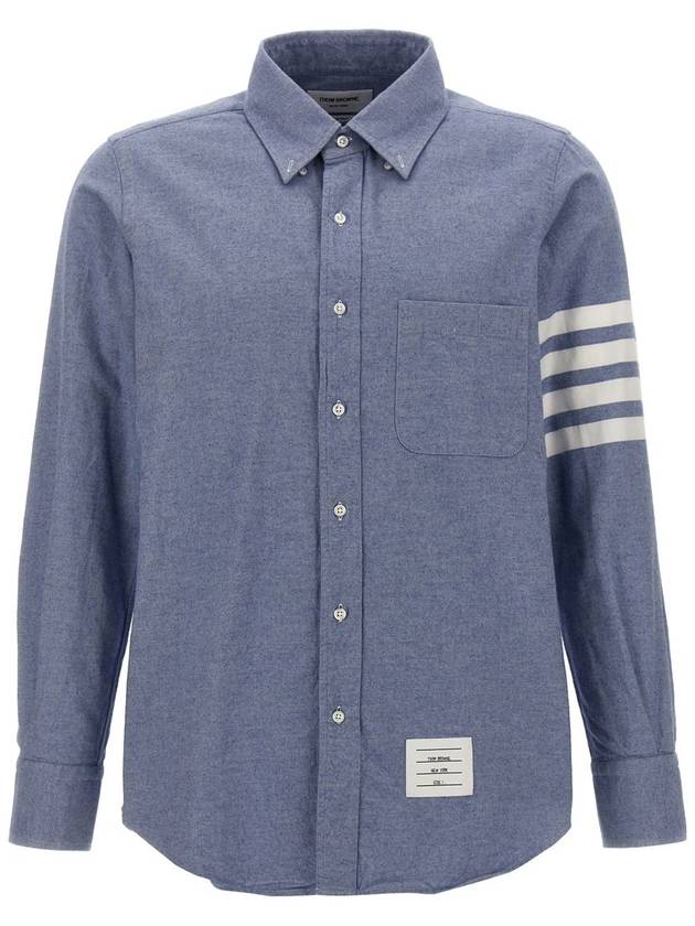 Men's Diagonal Solid Flannel Long Sleeve Shirt Light Blue - THOM BROWNE - BALAAN 2