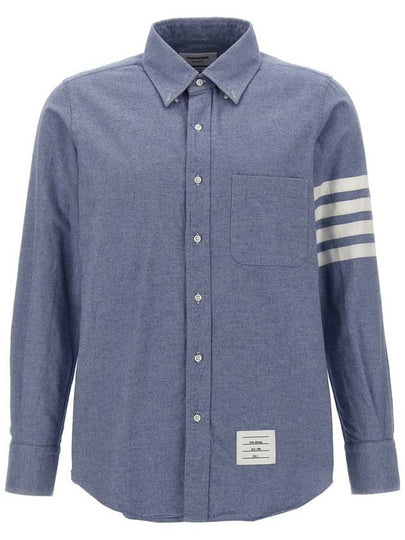 Men's Diagonal Solid Flannel Long Sleeve Shirt Light Blue - THOM BROWNE - BALAAN 2