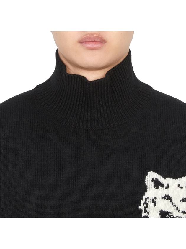 Fox Head Intarsia Comfort Turtleneck Black - MAISON KITSUNE - BALAAN 6