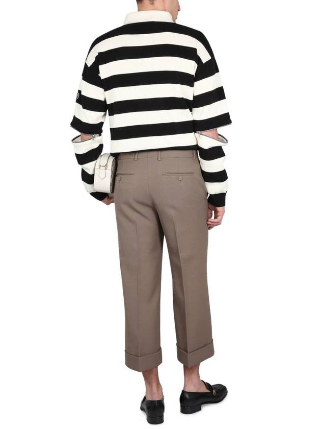 Textured Gabardine Cropped Straight Pants Brown - GUCCI - BALAAN 3