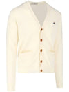 Embroided Logo Button Wool Cardigan Natural - VIVIENNE WESTWOOD - BALAAN 4