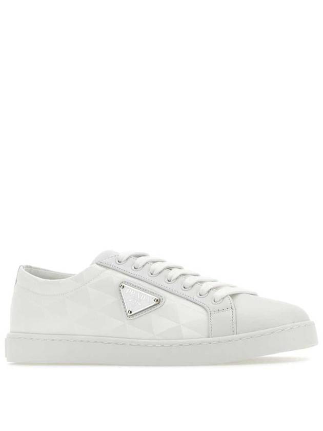 Triangle Logo Leather Re-Nylon Low Top Sneakers White - PRADA - BALAAN 3