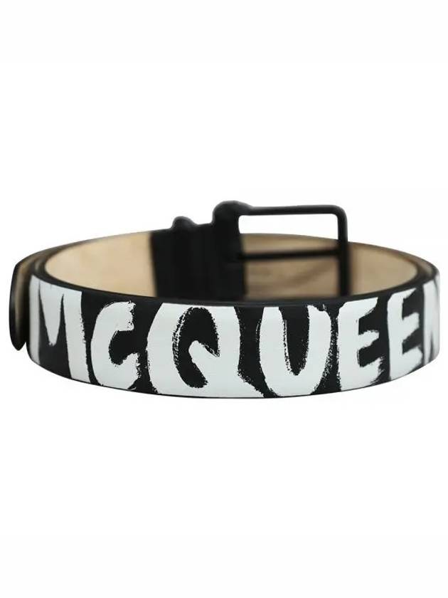 Graffiti Logo Leather Belt Black - ALEXANDER MCQUEEN - BALAAN 2