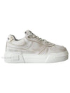 Women's Bleached Leather Low Top Sneakers White - MIU MIU - BALAAN 2