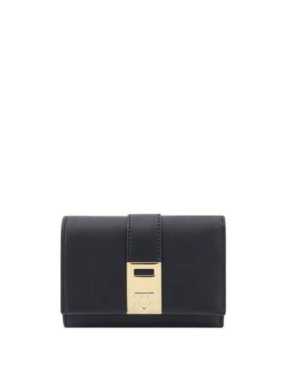 Hug Compact Two Tone Half Wallet Black - SALVATORE FERRAGAMO - BALAAN 2