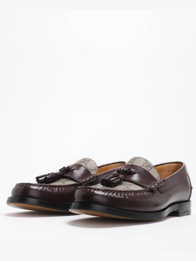 Tassel GG Supreme Canvas Leather Loafers Brown - GUCCI - BALAAN 6