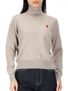 Small Heart Logo Turtleneck Beige - AMI - BALAAN 2