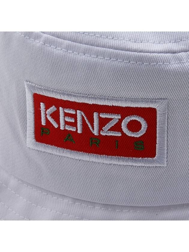 Logo Paris Sun Patch Cotton Bucket Hat White - KENZO - BALAAN 7