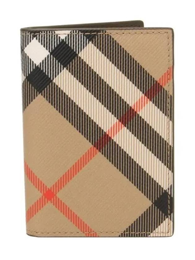 Check Pattern Two-Fold Card Wallet Beige - BURBERRY - BALAAN 2