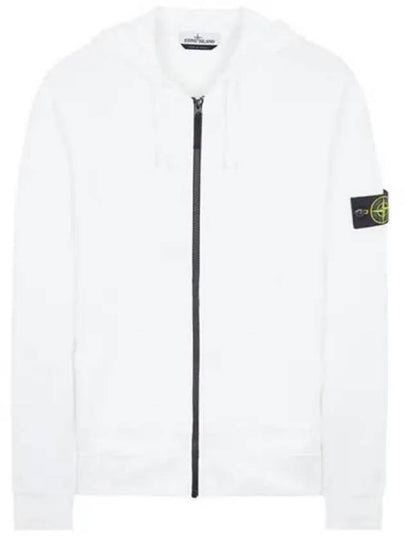 Men's Wappen Patch Fleece Zip Up Hoodie White - STONE ISLAND - BALAAN 2