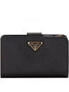 Small Saffiano Half Wallet Black - PRADA - BALAAN 2