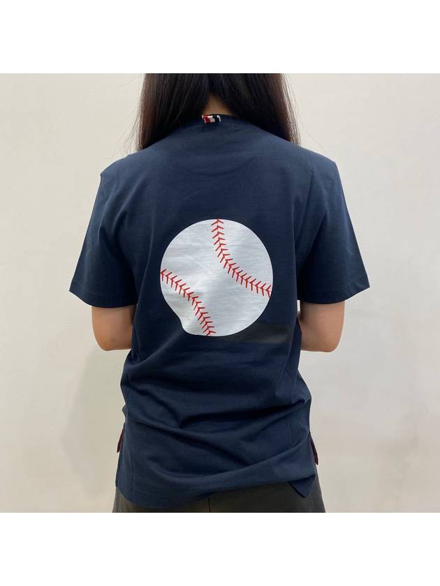 Back Tennis Ball Logo Short Sleeve T-shirt Navy - THOM BROWNE - BALAAN 2