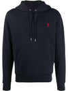 Men's Small Heart Logo Hoodie Navy - AMI - BALAAN 1