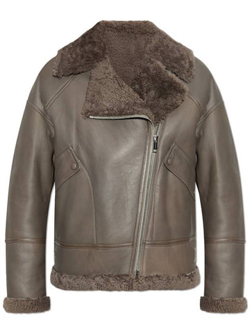 Yves Salomon Shearling Coat, Women's, Grey - YVES SALOMON - BALAAN 1